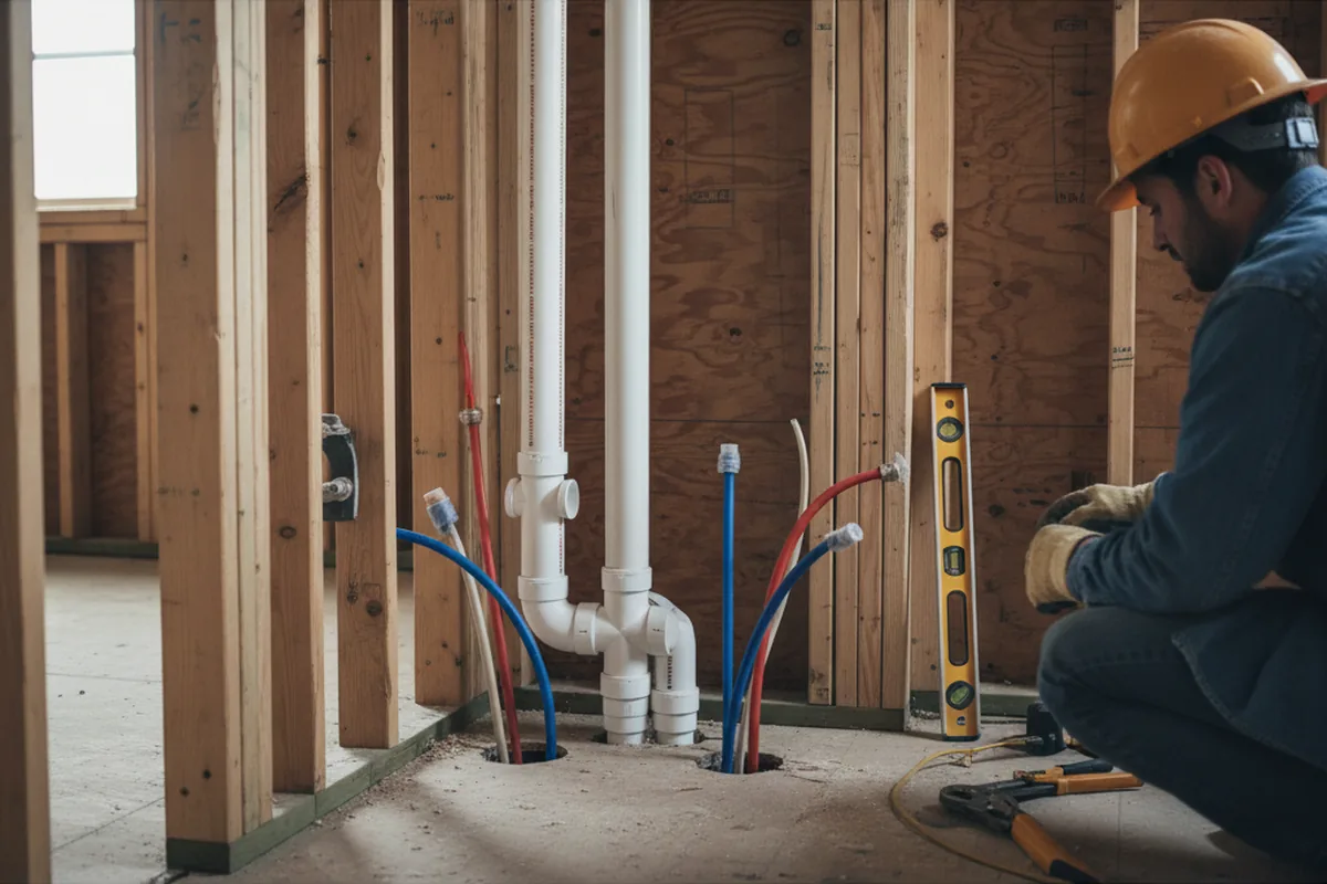 Drain and supply rough-in during Leak Detection in Parchman